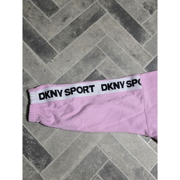 New DKNY Women Crop Sweater Pink With Sport Strip on Long Sleeves Size MEDIUM - Picture 2 of 9